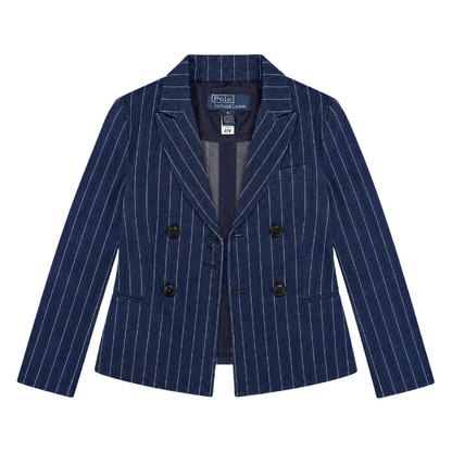 Ralph Lauren Polo Pinstripe Denim Blazer Kids Girls Indigo