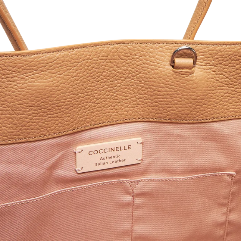 Coccinelle Women's Myrtha Maxi Log Handbag Noir 100% Cowhide Beige