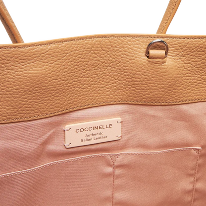 Coccinelle Women's Myrtha Maxi Log Handbag Noir 100% Cowhide Beige