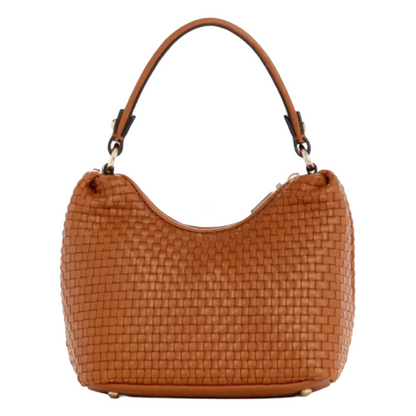 Guess Etel Woven Mini Hobo Bag Cognac Brown