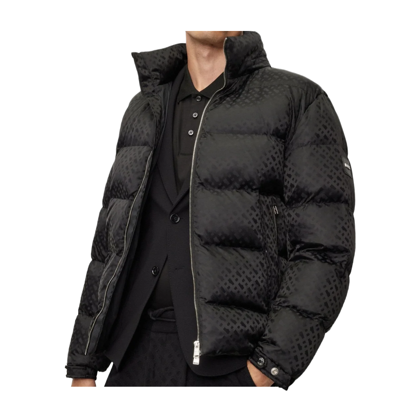 Hugo Boss Carbonian Monogram-Jacquard Men's Black Padded Jacket