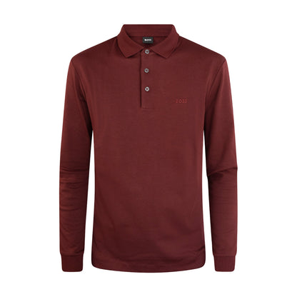 Hugo Boss Pado 30 Long Sleeved Polo Shirt Dark Red