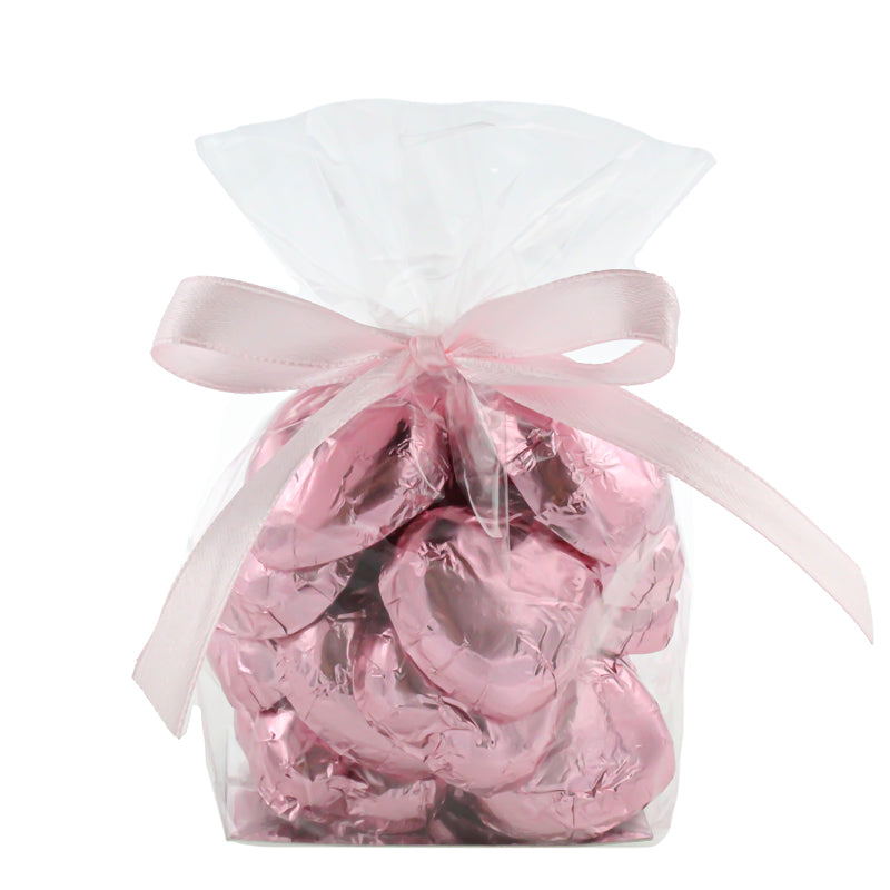 Luxury Solid Milk Chocolate Hearts 20 Pink Foil
