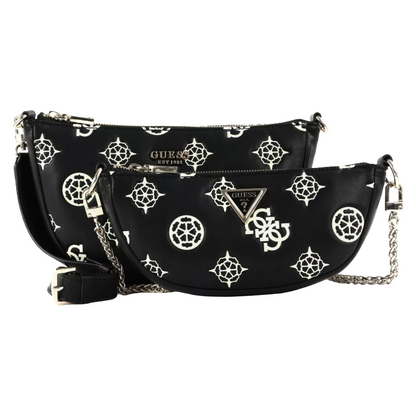 Guess Deesa Logo Saddle Double Pouch Crossover Bag Black