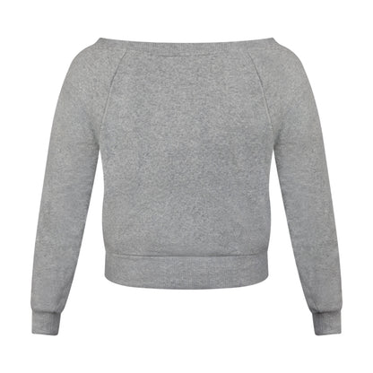 Victoria's Secret Off Shoulder Fleece 'Paris' Grey Sweatshirt X Small