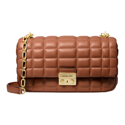 Michael Kors Tribeca Large Leather Convertible Chain Shoulder Bag Brown