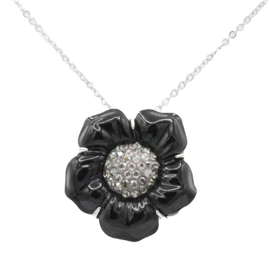 Swarovski Black Flower Necklace Pendant 