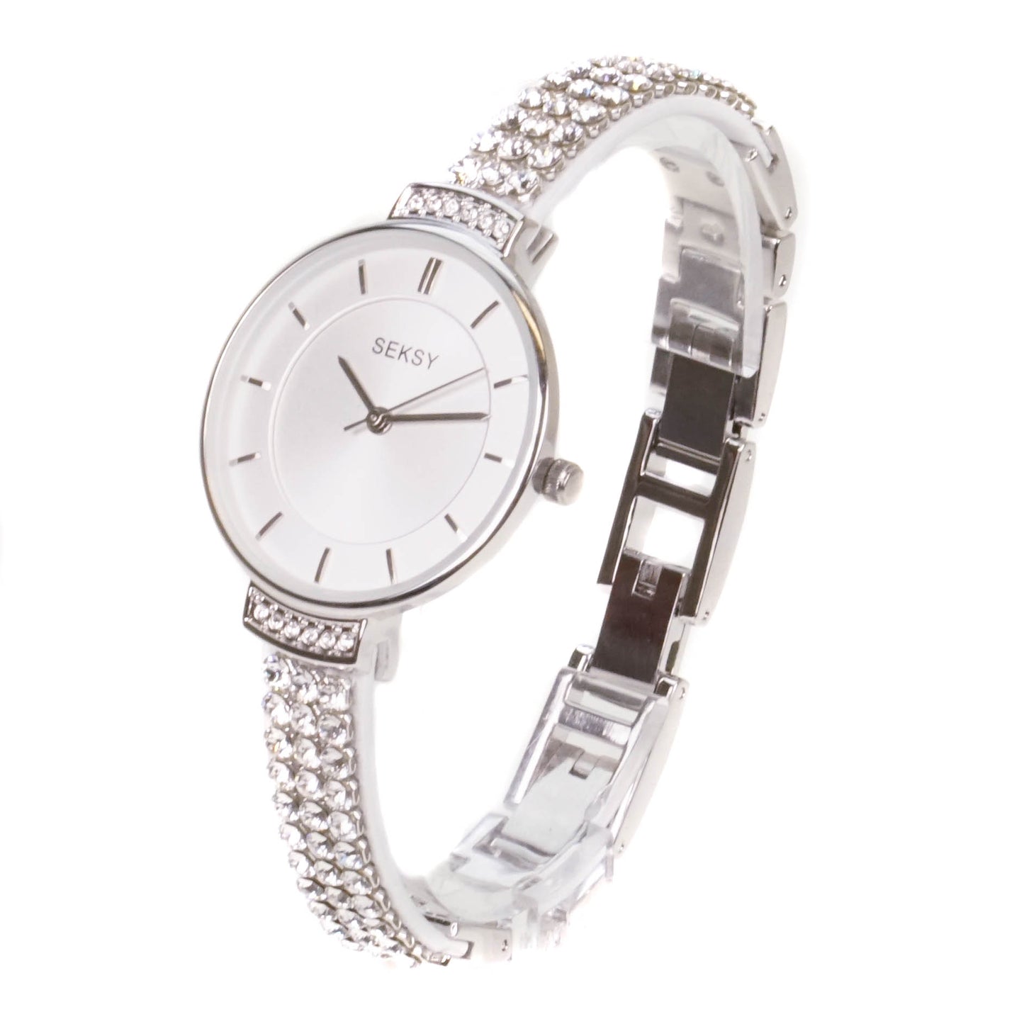 Sekonda Seksy Silver Crystal Set Ladies Bracelet Watch 2446