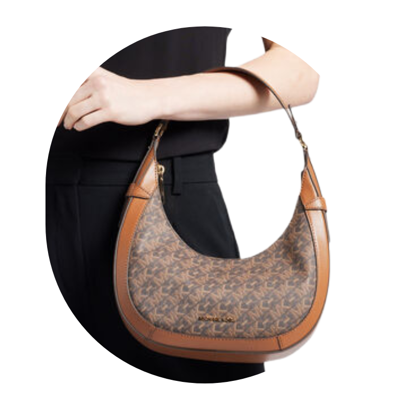 Michael Kors Preston Small Signature Logo Leather Shoulder Bag Brown