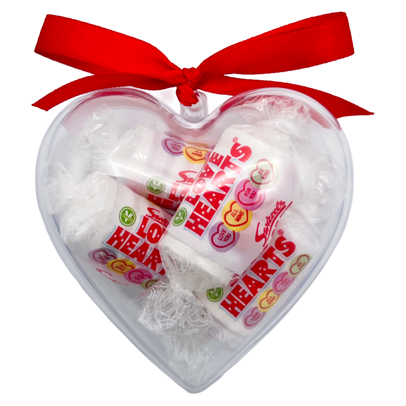 Valentine’s Love Heart Chocolates X4 in Transparent Heart Case