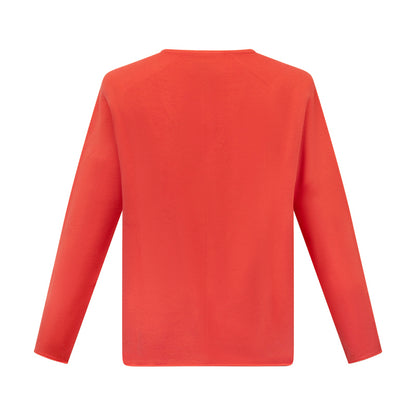 Fynch-Hatton Knitted Women's V-Neck Jumper Coral Red