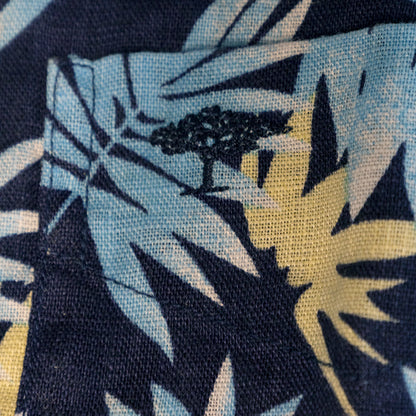 Fynch-Hatton Men's Linen Print Shirt Navy