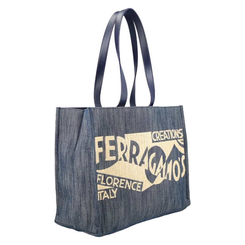 Salvatore Ferragamo Blue Tote Bag With Logo