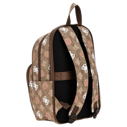Guess Women's Eliette Logo Travel Backpack Latte Logo