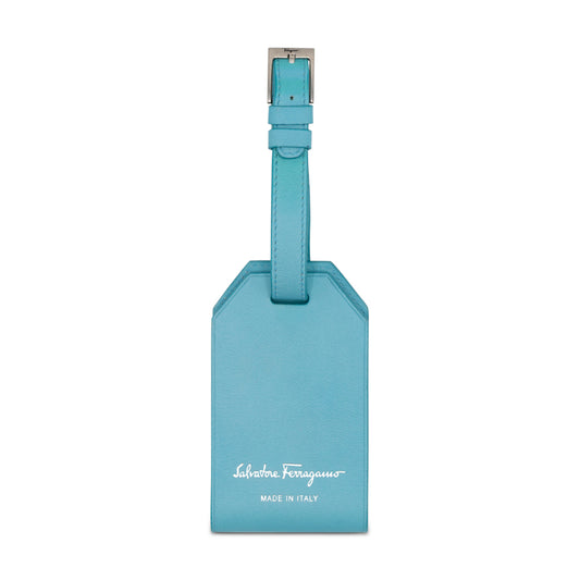 Salvatore Ferragamo Blue Leather Luggage Tag Travel