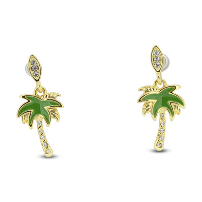 Khloelle Gold and Green Palm Tree Earrings LC0070818