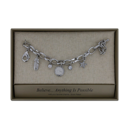 Lovita Silver Plated Charm Bracelet 'Believe... Anything Is Possible'