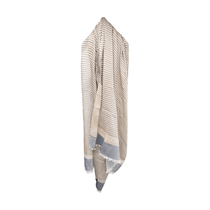 Salvatore Ferragamo Beige & Blue Check Cotton Scarf
