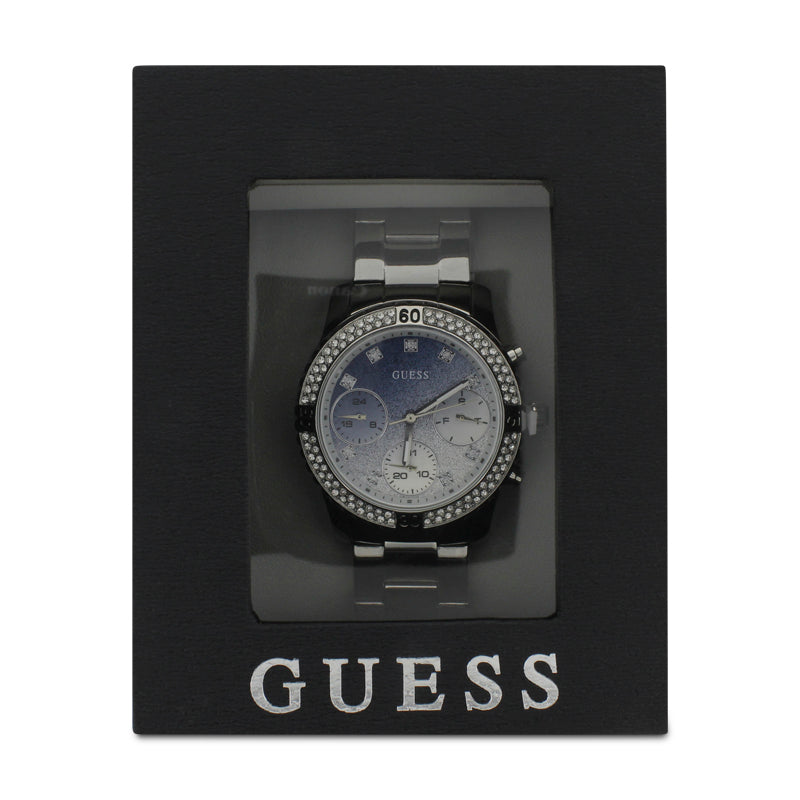 Guess Ladies Confetti Crystal Glitter Dial Watch W0774L6