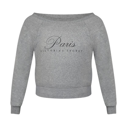 Victoria's Secret Off Shoulder Fleece 'Paris' Grey Sweatshirt X Small