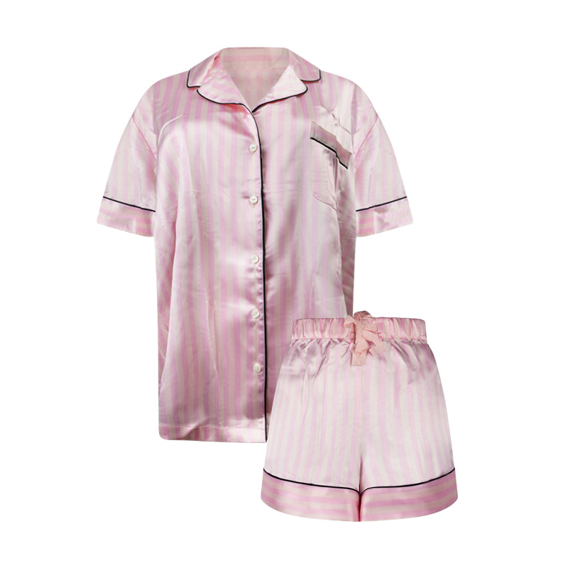 Victoria's Secret Satin Striped Short Pyjamas Pink X Large