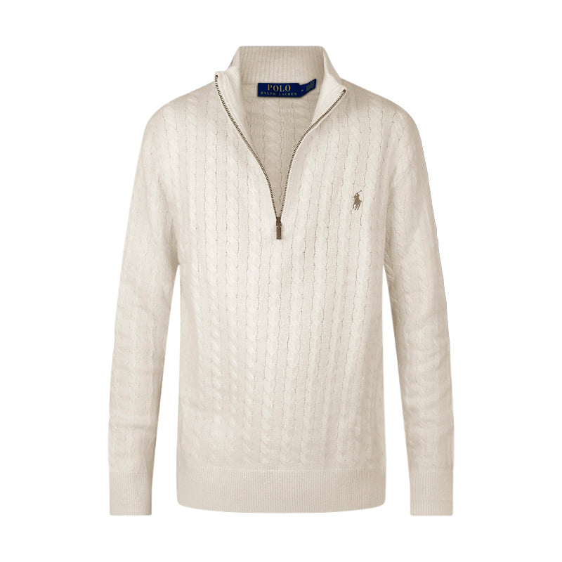 Ralph Lauren Polo Cable-Knit Wool Quarter-Zip Jumper Cream