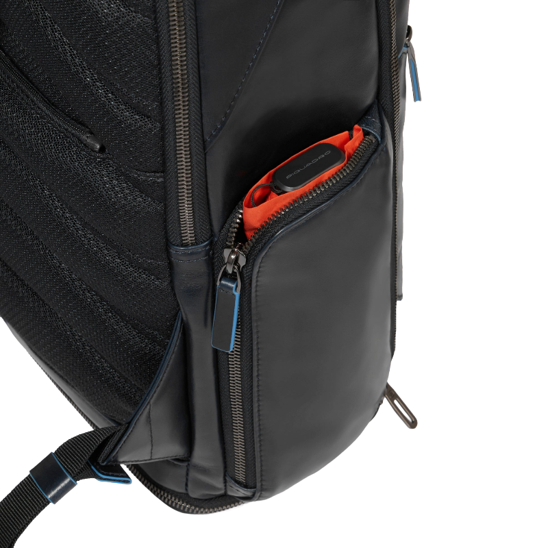 Piquadro Blue Square Large Leather Laptop Backpack 15,6"