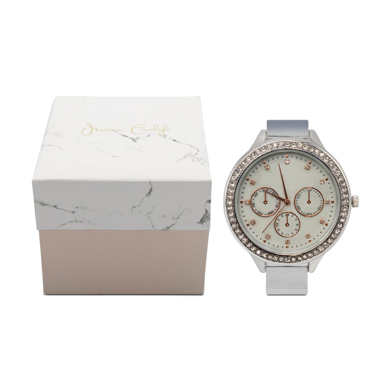 Jessica Carlyle Silver Watch & Bracelet Set LDSSTAK-ST-100