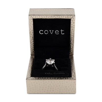 Covet Rhodium Cubic Zirconia Silver Ring - Size 5