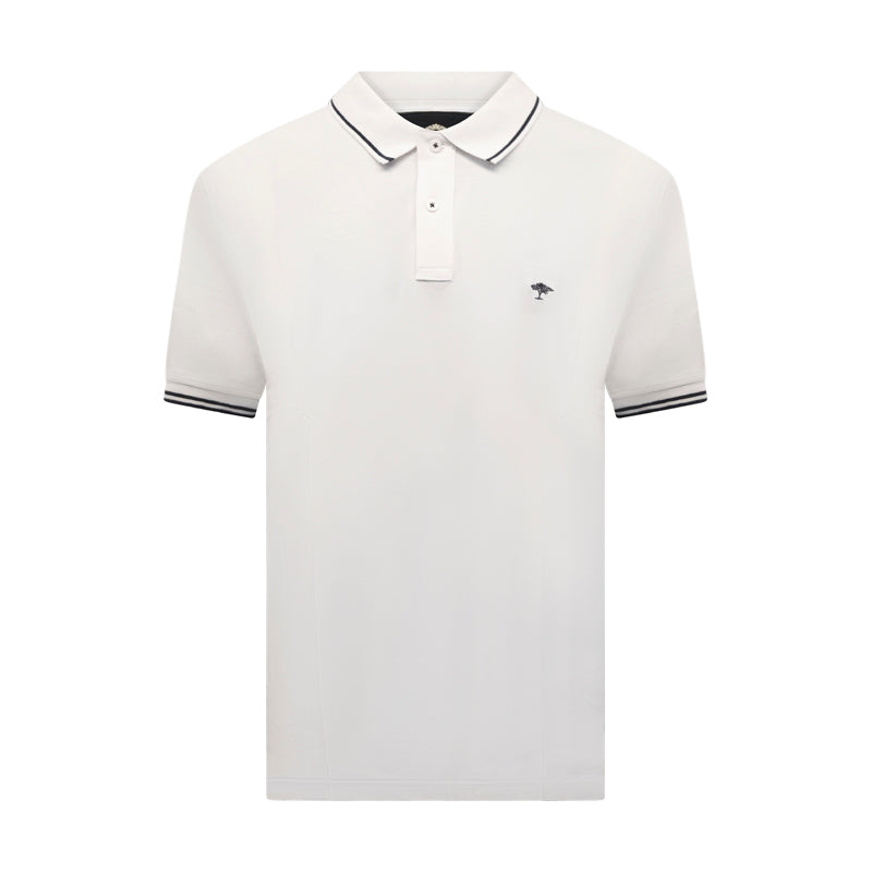 Fynch Hatton Men's Striped Collar Polo Shirt White