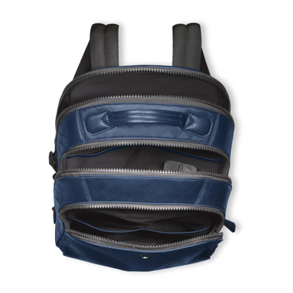 Montblanc Extreme Leather Backpack Bag 3 Compartment Ink Blue