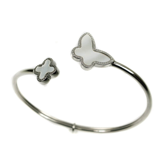 Festina Stainless Steel and Mother Of Pearl Butterfly Bangle