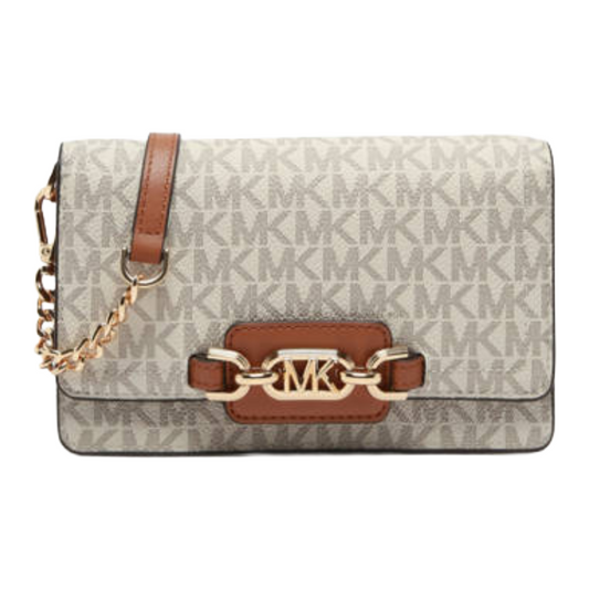 Michael Kors Heather Small Leather Crossbody Bag Vanilla/Acorn