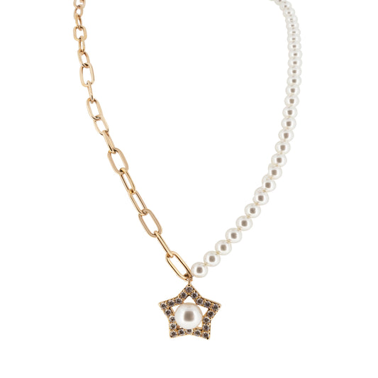 Swarovski Rose Gold-Tone Plated Pearl Star Necklace 5645381