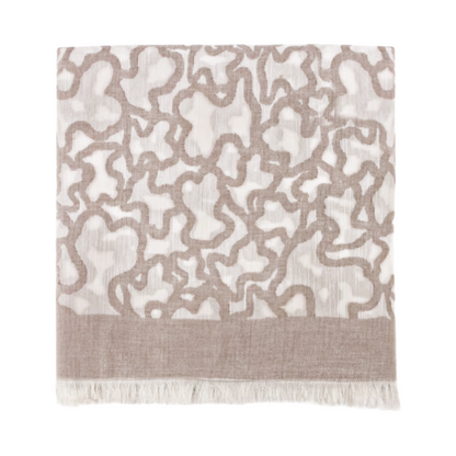Tous Kaos Beige & White Cotton Scarf