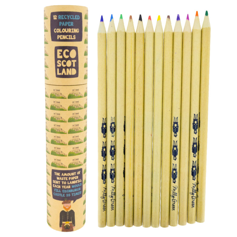 Milly Green Eco Scotland 12 Recycled Paper Colouring Pencils