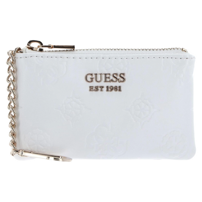 Guess Jena Zip Up Pouch Wallet White Logo Women's