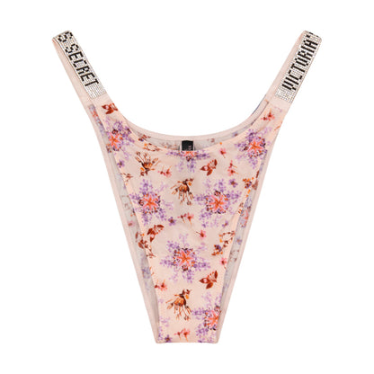 Victoria's Secret Shine Strap Brazilian Knickers Pink Floral - Large