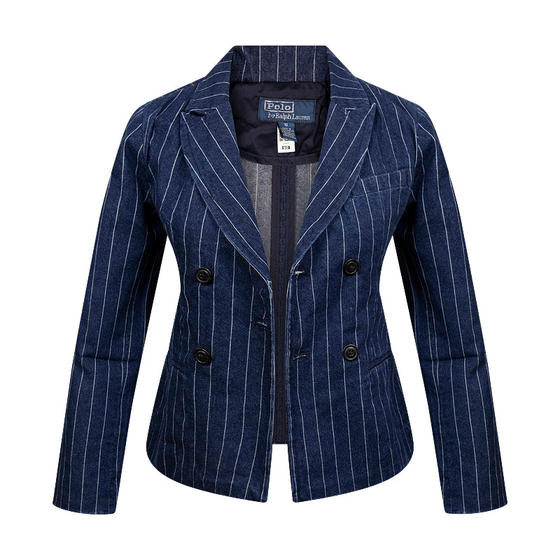 Ralph Lauren Polo Pinstripe Denim Blazer Indigo