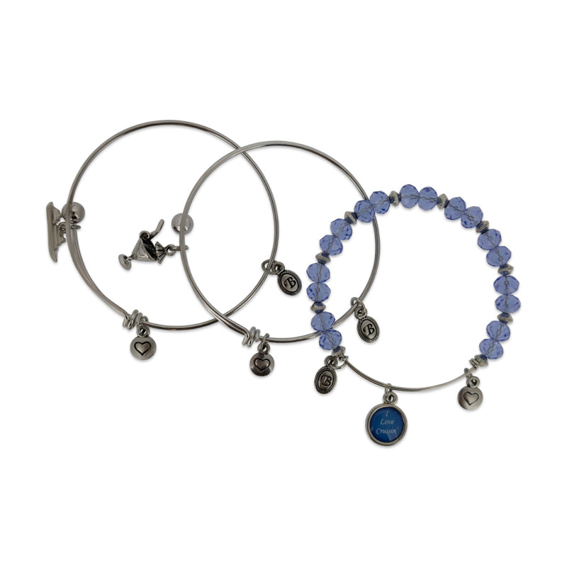 Bella Perlina Silver Plated Bangle 'I Love Cruisin'