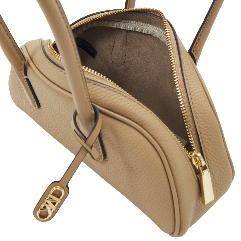 Michael Kors Lulu Small Leather Handle Satchel Bag Camel