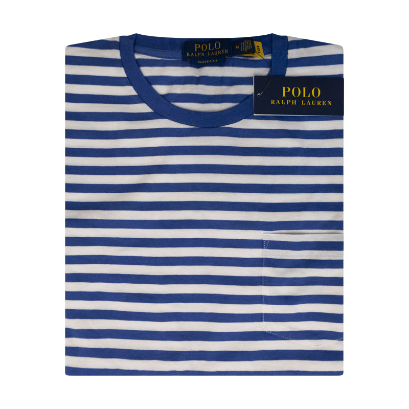 Ralph Lauren Polo Men's Classic Fit Blue & White Striped T-Shirt