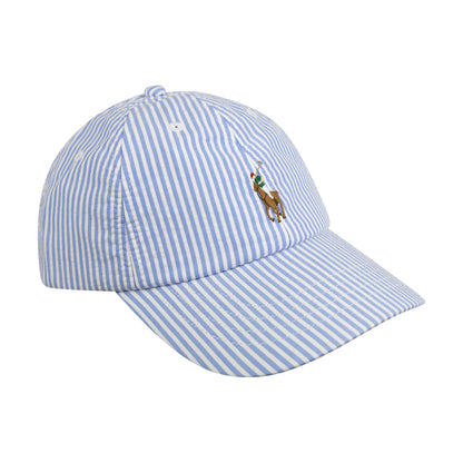 Ralph Lauren Polo Cotton Seersucker Cap Blue & White Striped