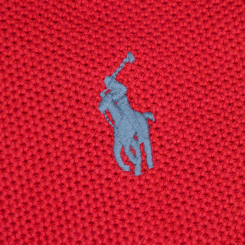 Ralph Lauren Polo Textured Cotton Crewneck Jumper Red