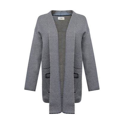 Fynch-Hatton Textilien Womens Knitted Jacket Navy Striped