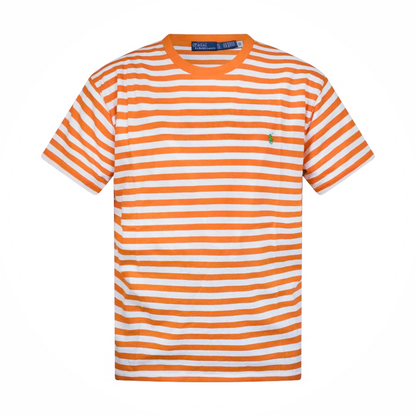 Ralph Lauren Women's Polo Crewneck Striped T-Shirt Orange/White