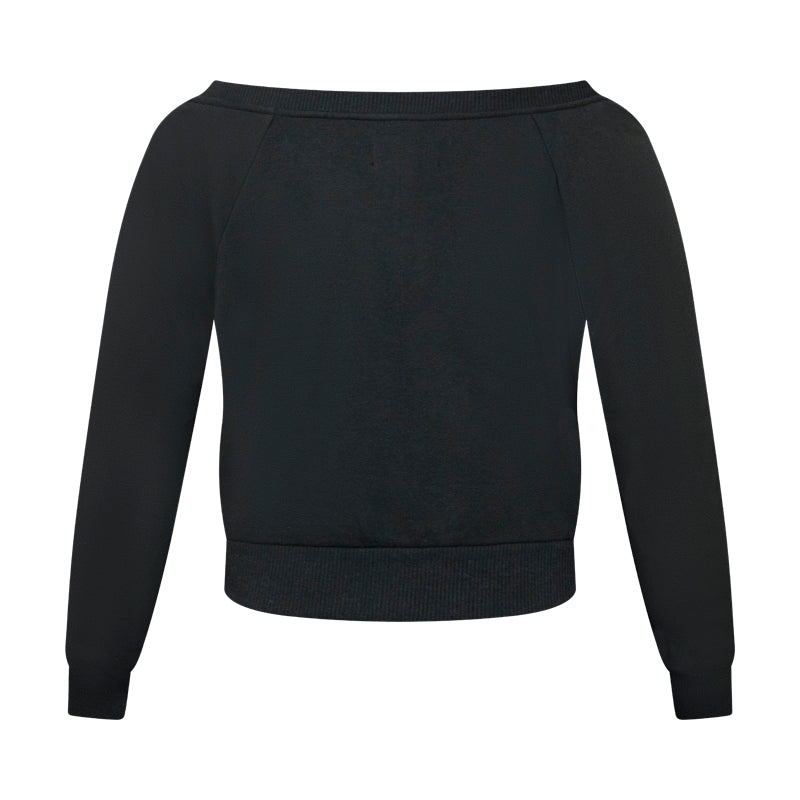 Victoria's Secret Off Shoulder Fleece Black Sweatshirt