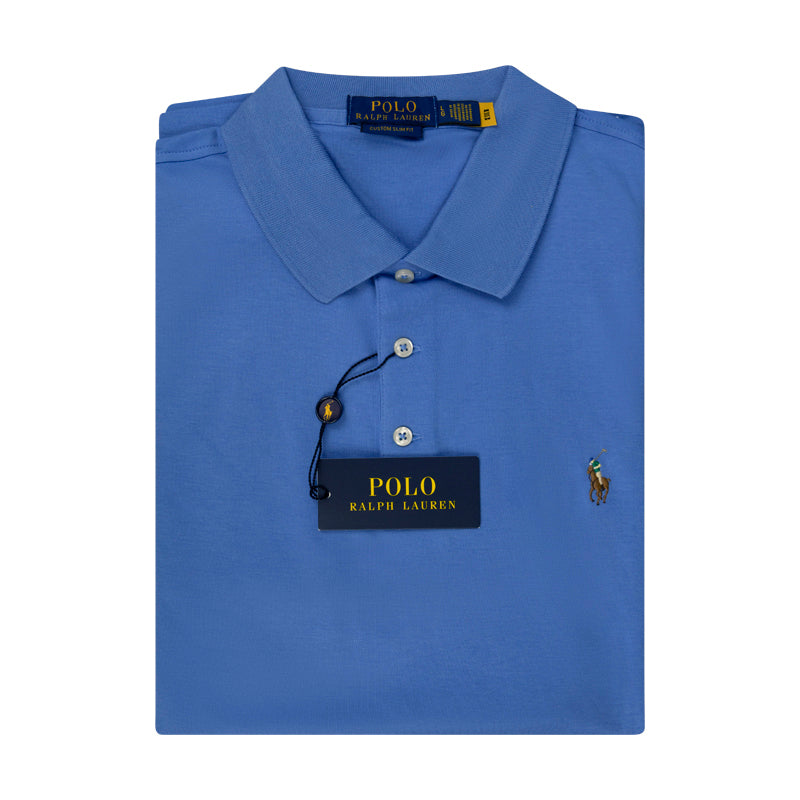 Ralph Lauren Polo Custom Slim Fit Soft Cotton Short Sleeve Polo Shirt Blue