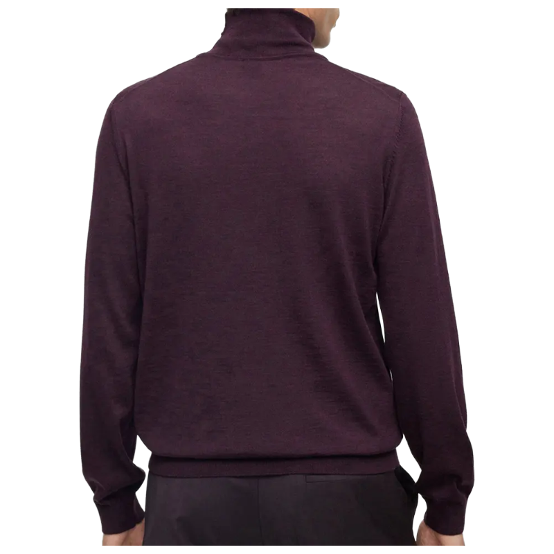 Hugo Boss Musso Men's Long Sleeve Roll Neck Jumper Burgundy Small