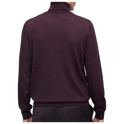 Hugo Boss Musso Men's Long Sleeve Roll Neck Jumper Burgundy Small